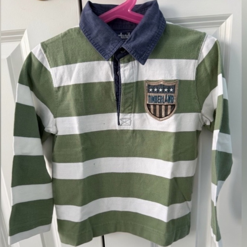 Timberland Boys Striped Rugby Polo Shirt Size 5 - Picture 3 of 11